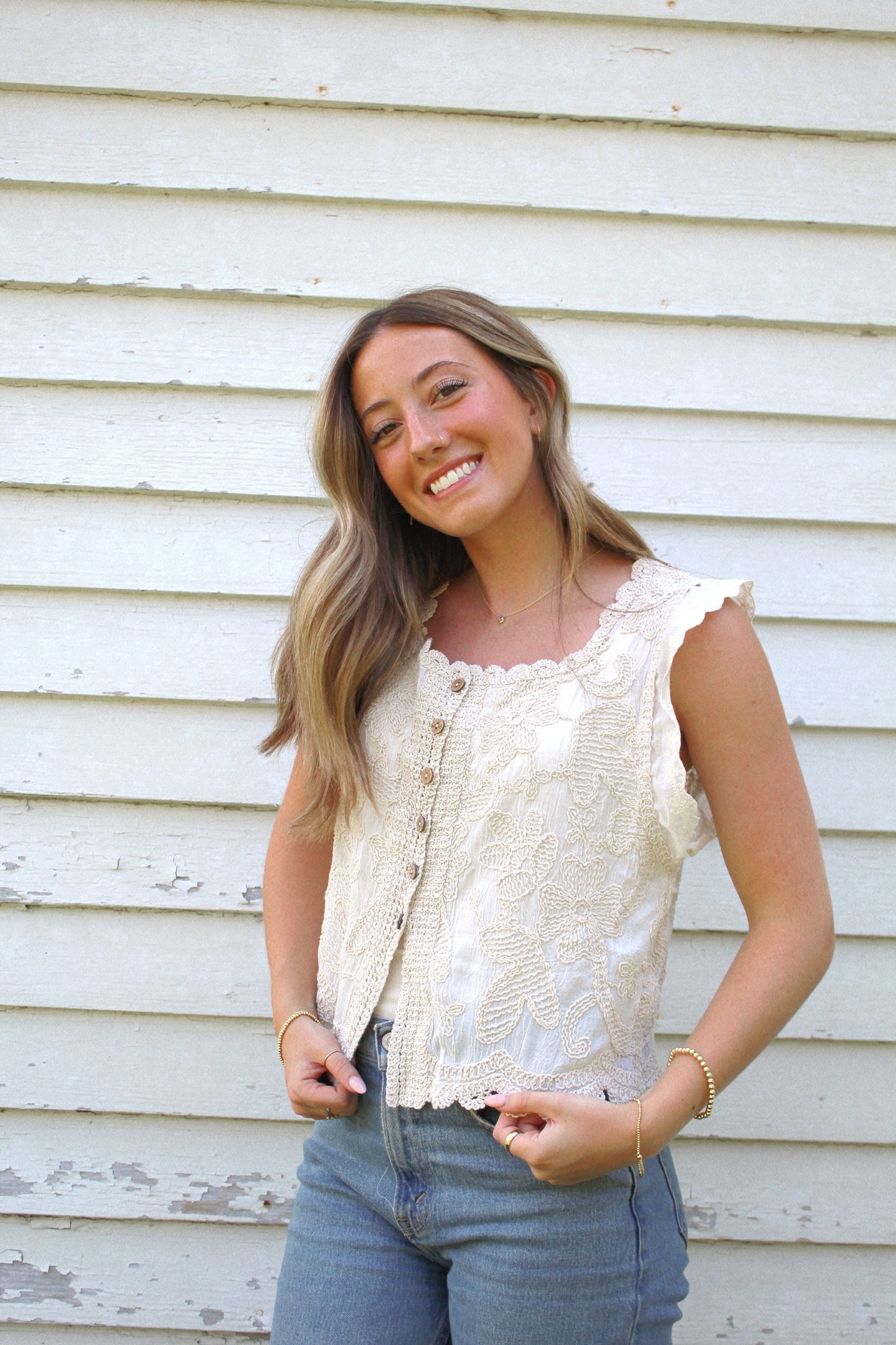 lena embroidered lace top