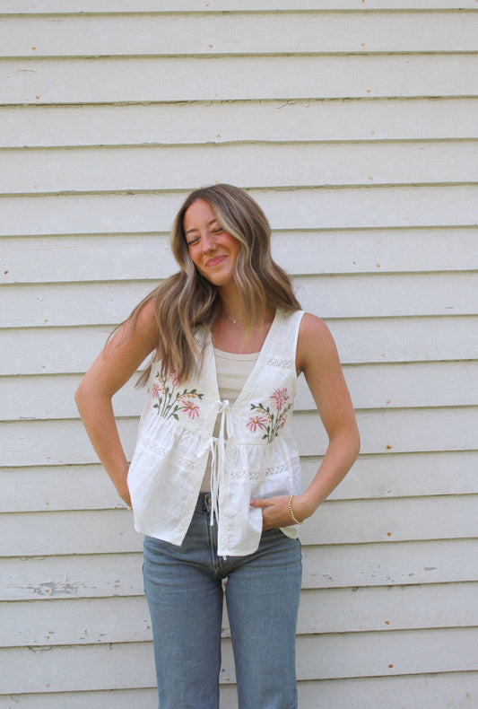 fiona floral tie top