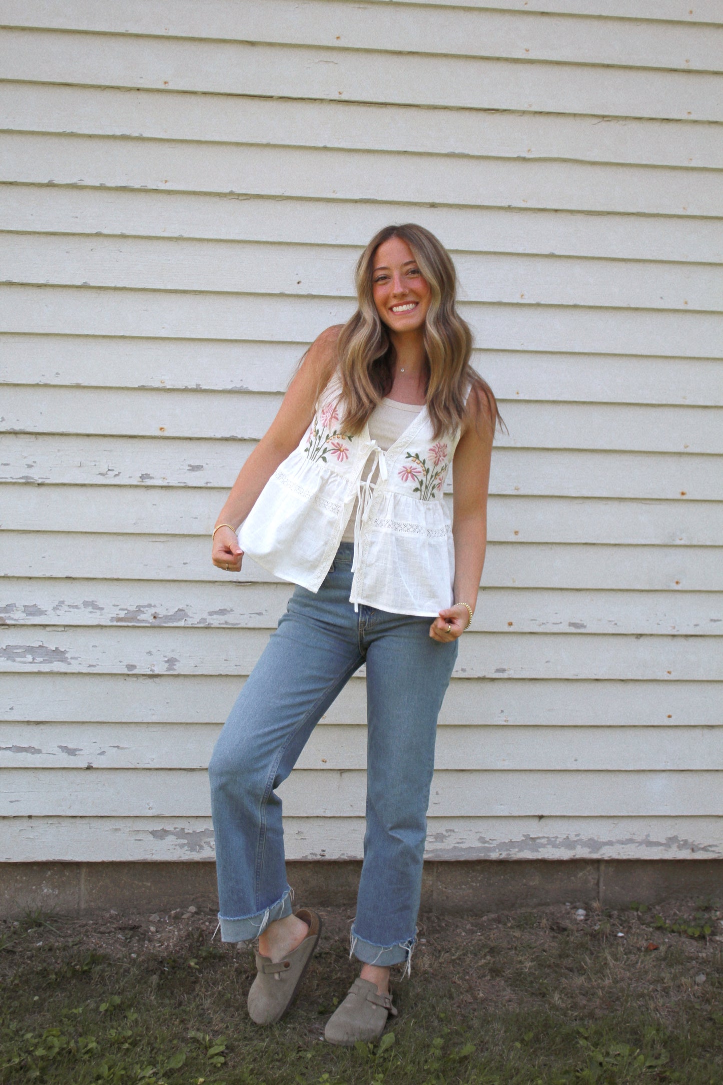 fiona floral tie top