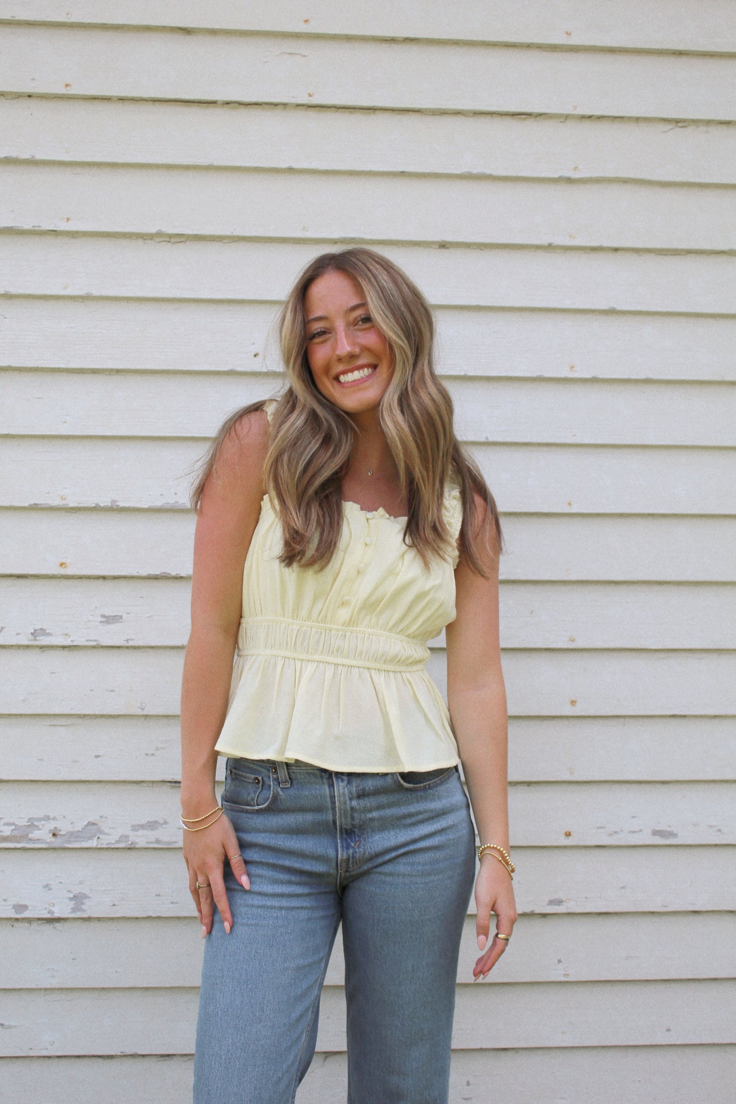 sunny babydoll button top