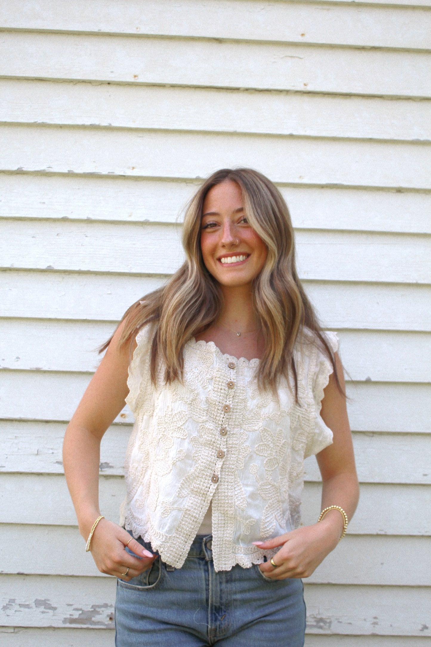 lena embroidered lace top