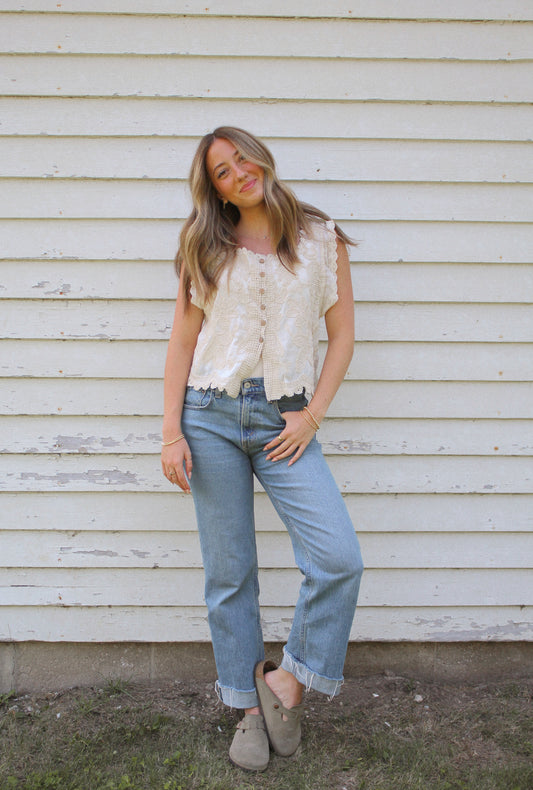 lena embroidered lace top