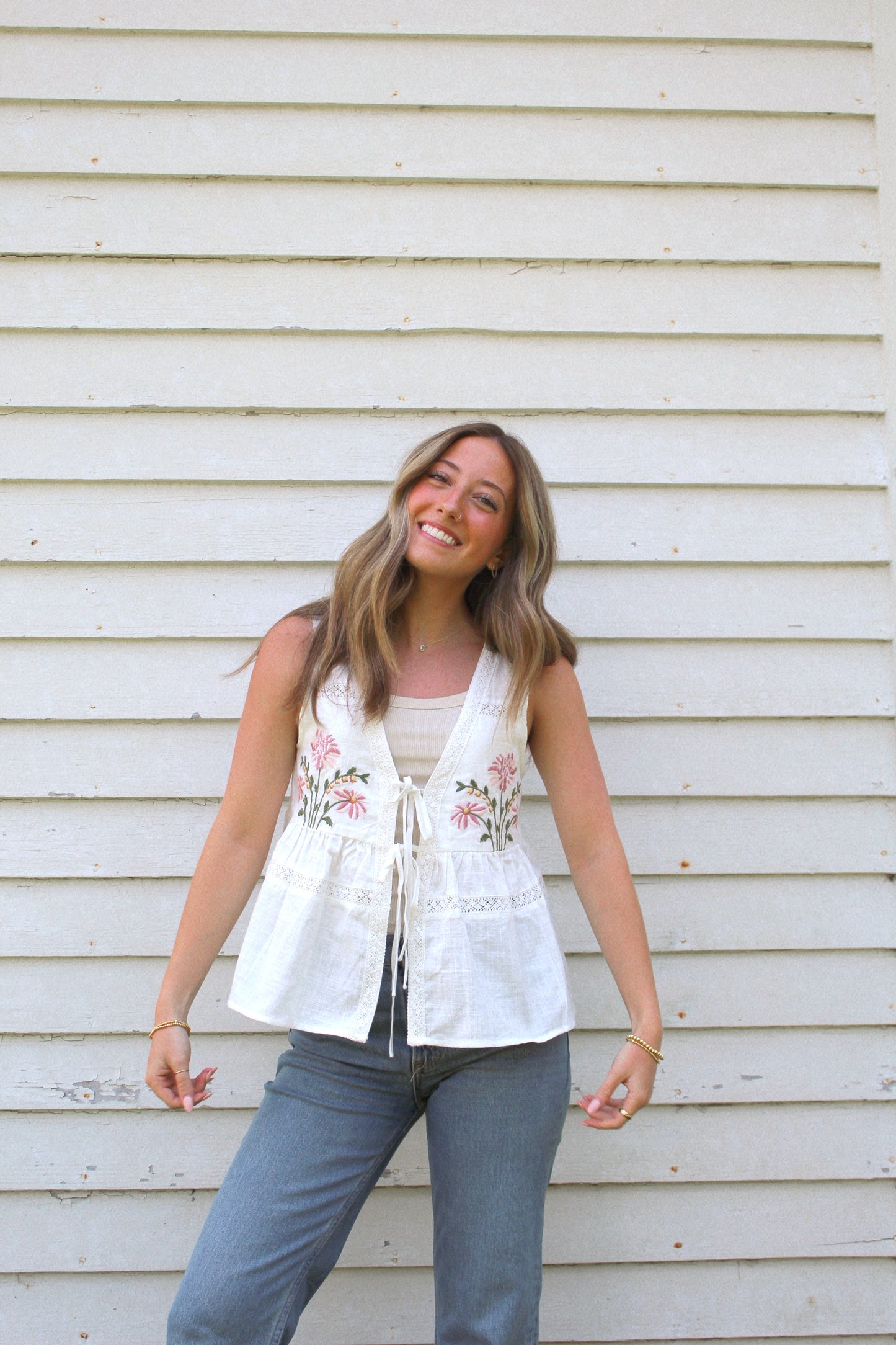 fiona floral tie top