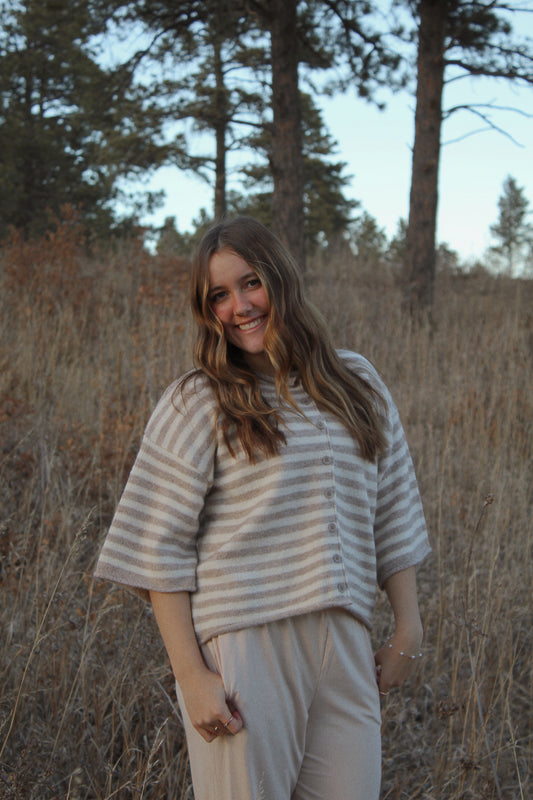 blaire striped quarter cardigan