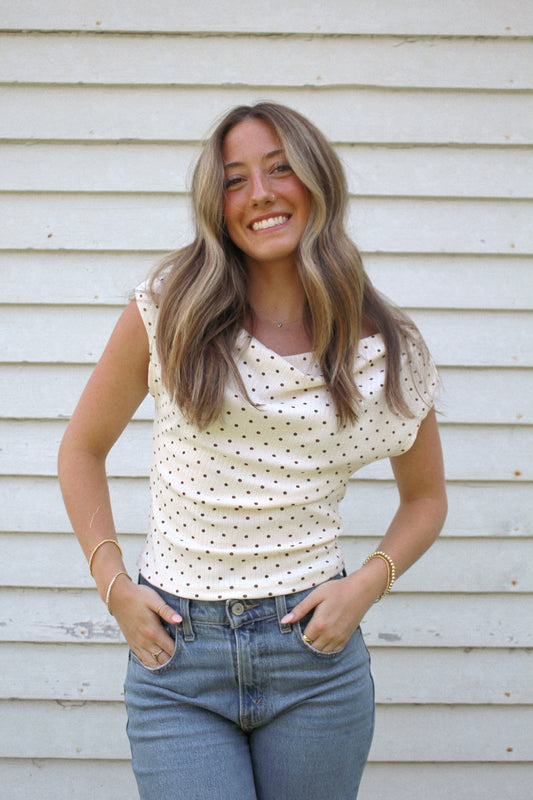 hayes polka-dot top (off shoulder)