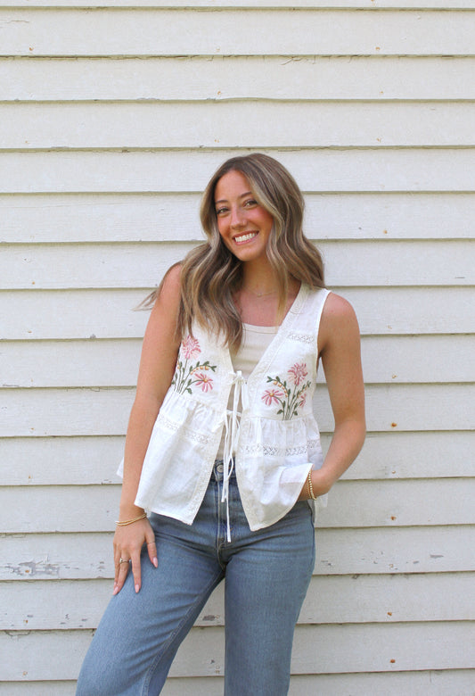 fiona floral tie top
