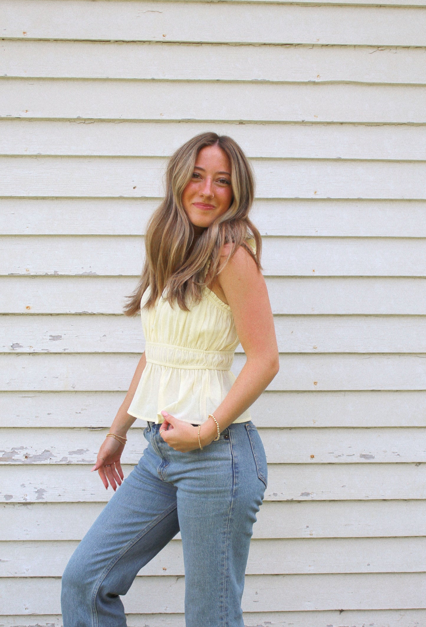 sunny babydoll button top