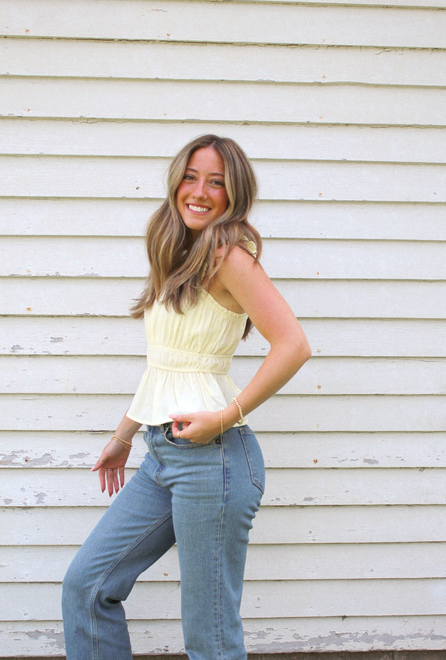 sunny babydoll button top