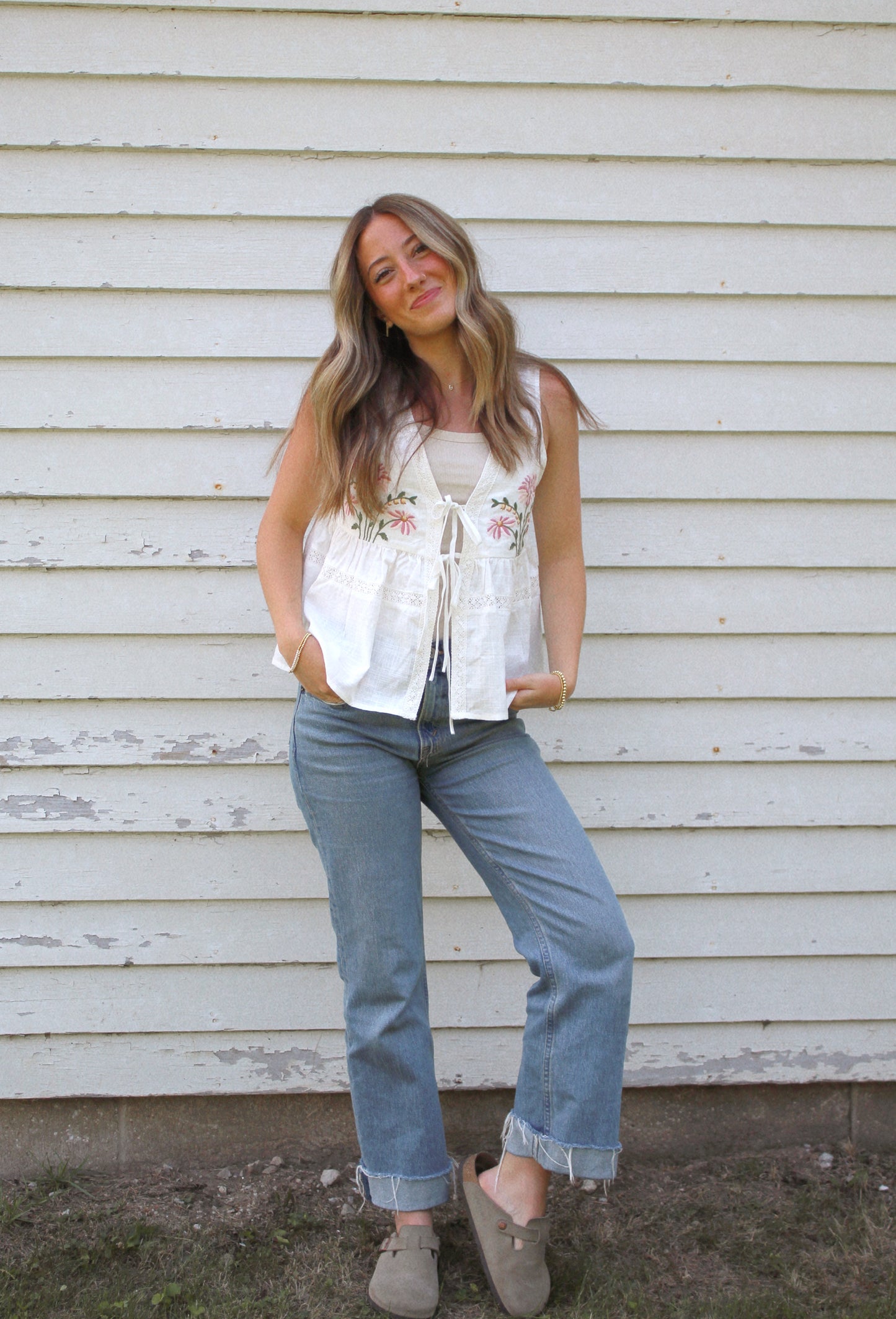 fiona floral tie top