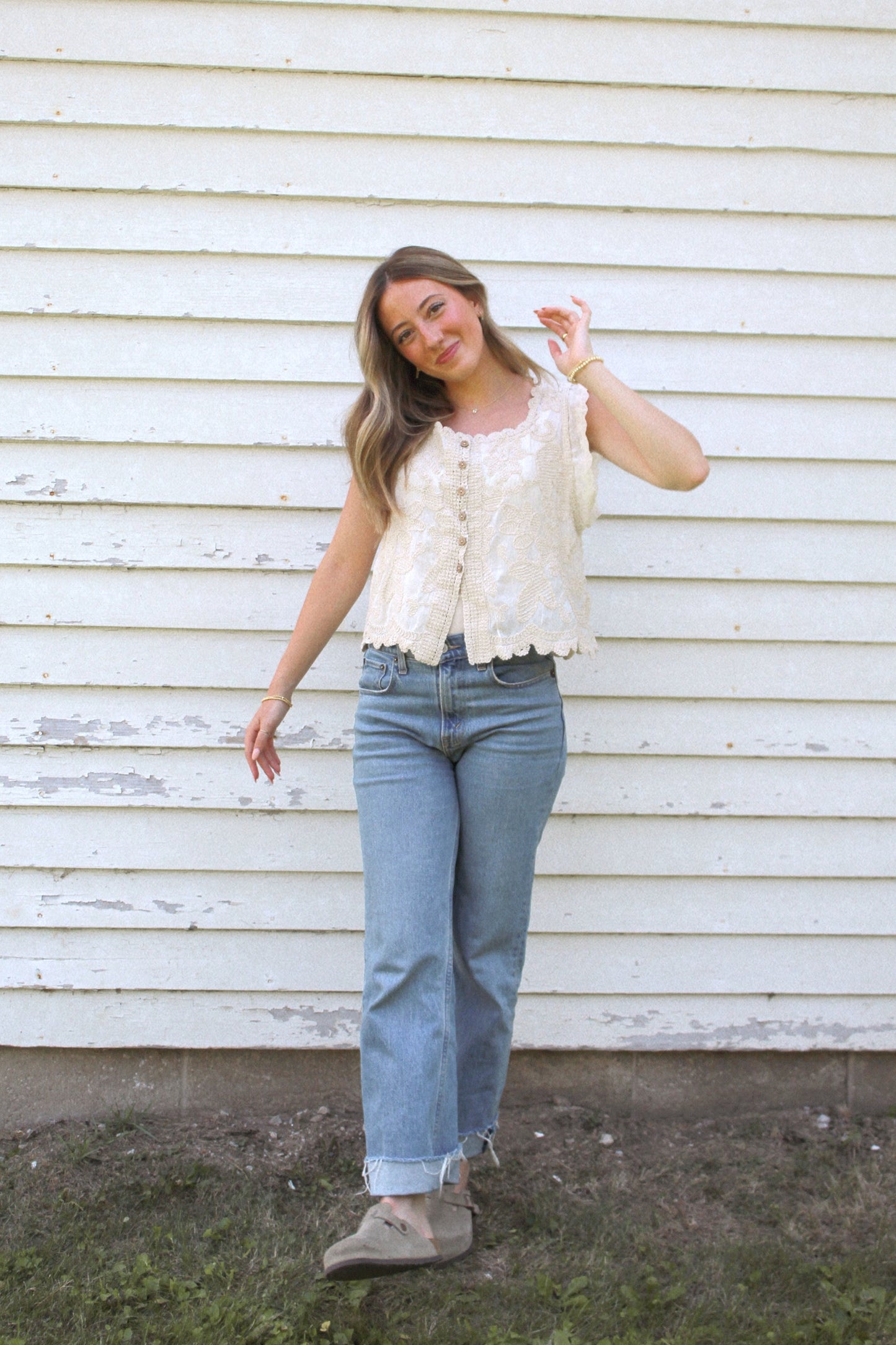 lena embroidered lace top