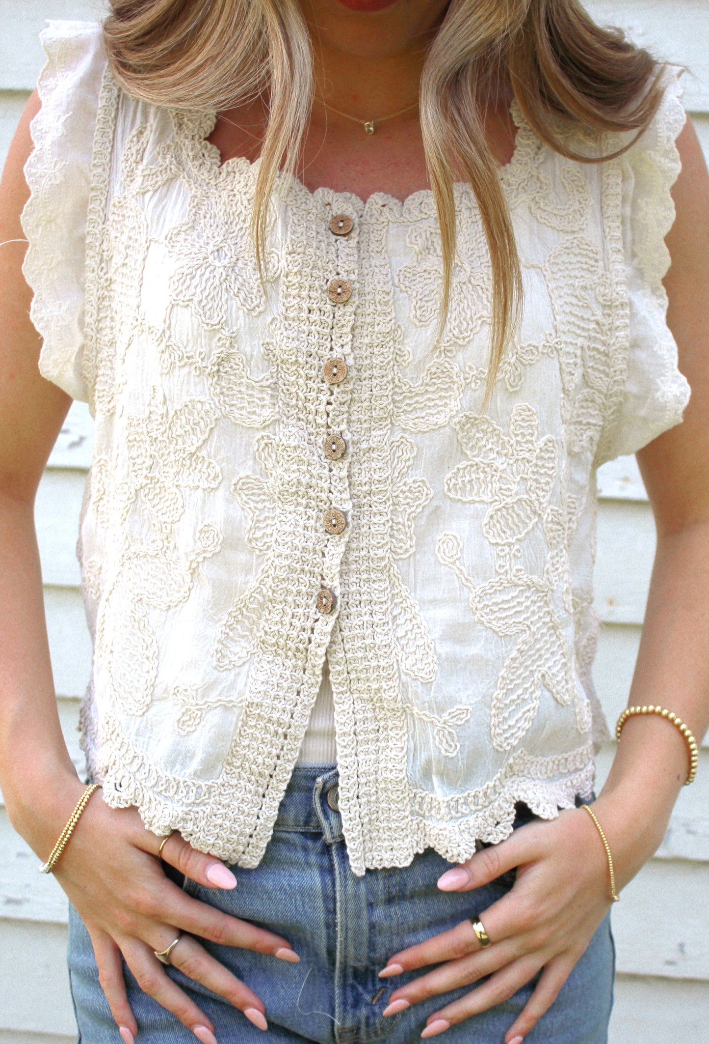 lena embroidered lace top