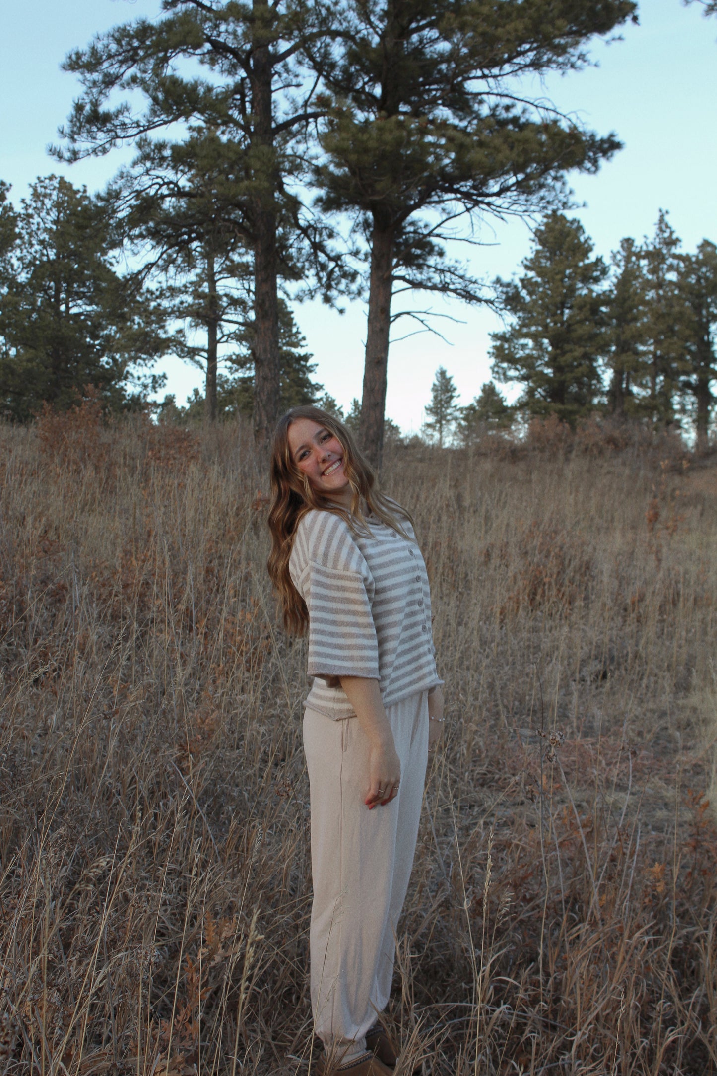 blaire striped quarter cardigan