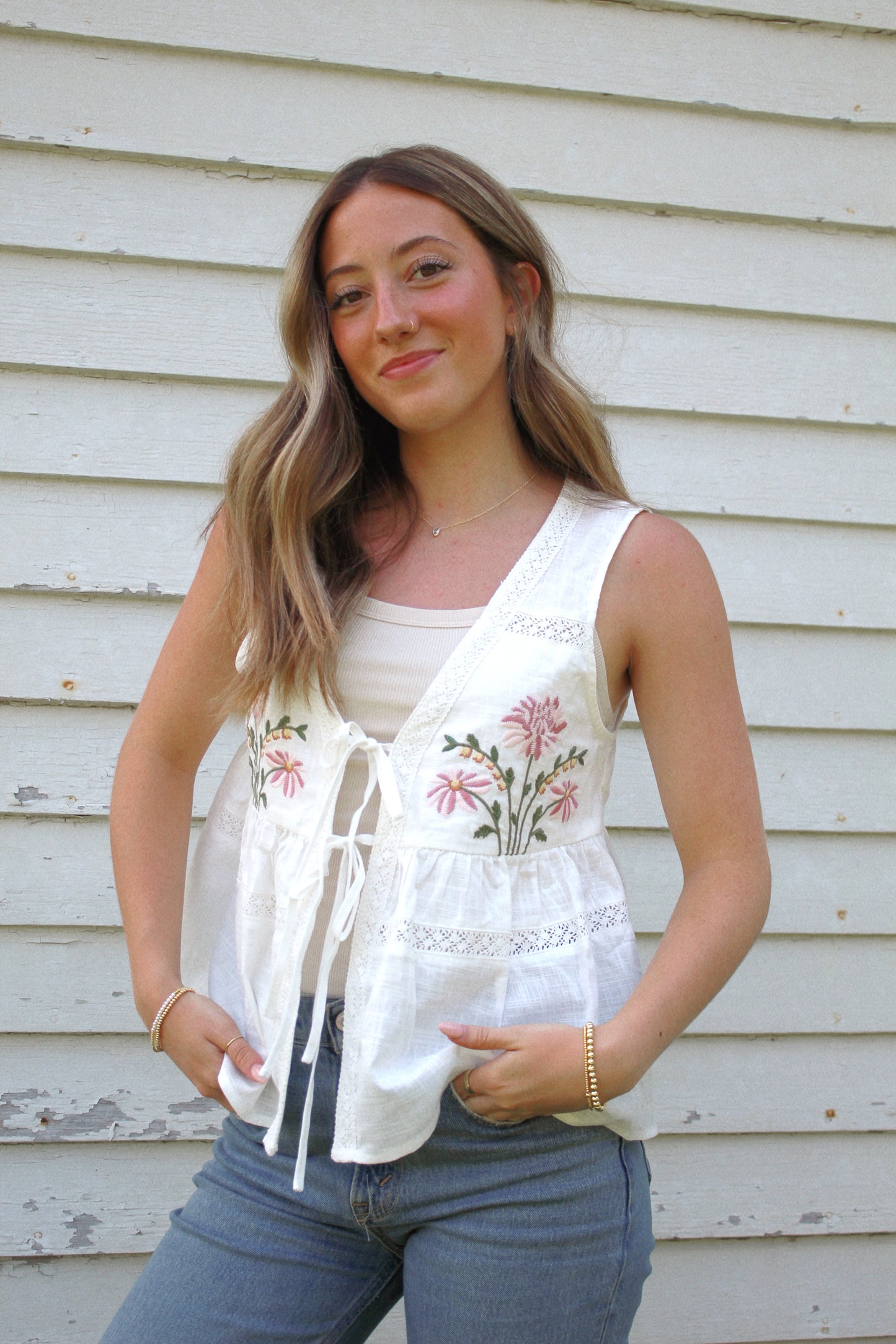 fiona floral tie top