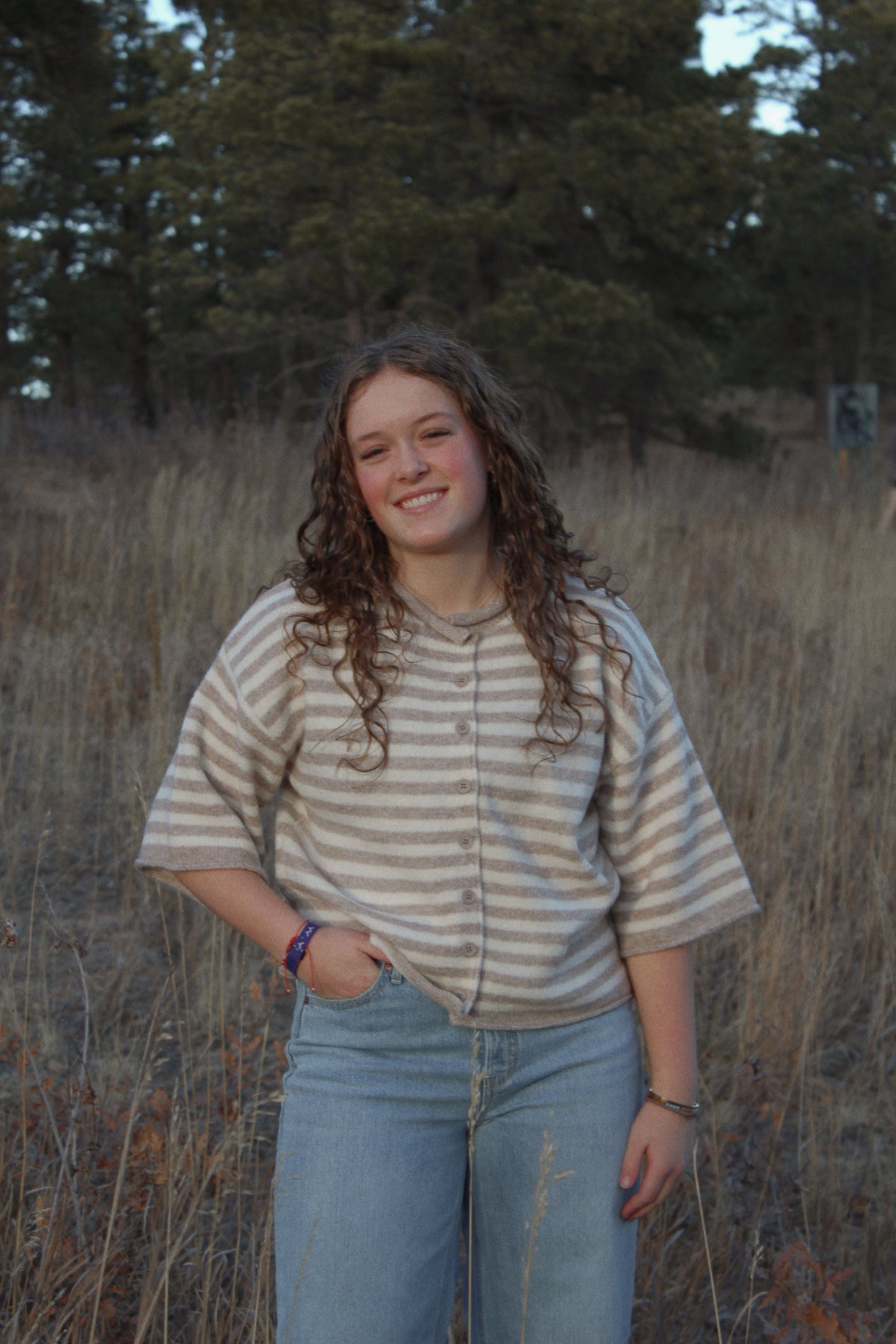 blaire striped quarter cardigan