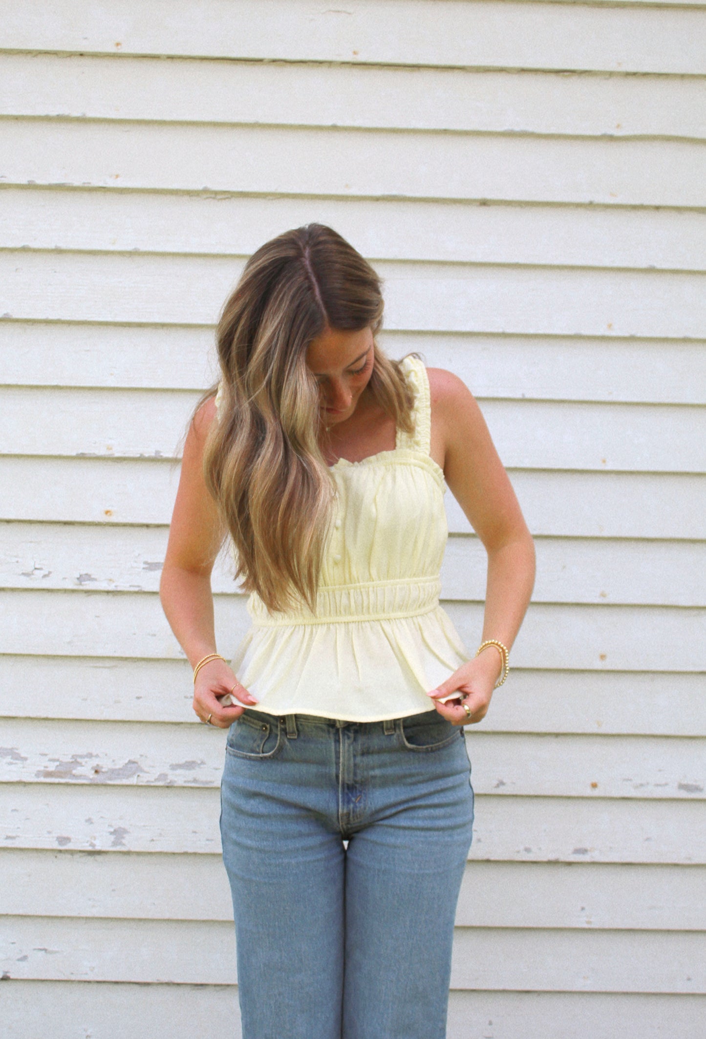 sunny babydoll button top
