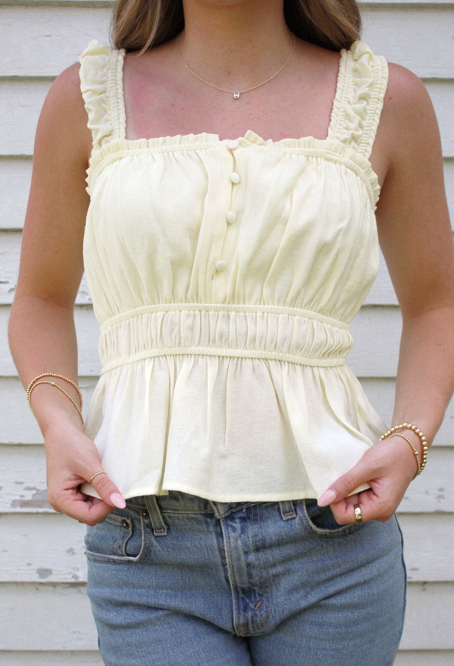 sunny babydoll button top