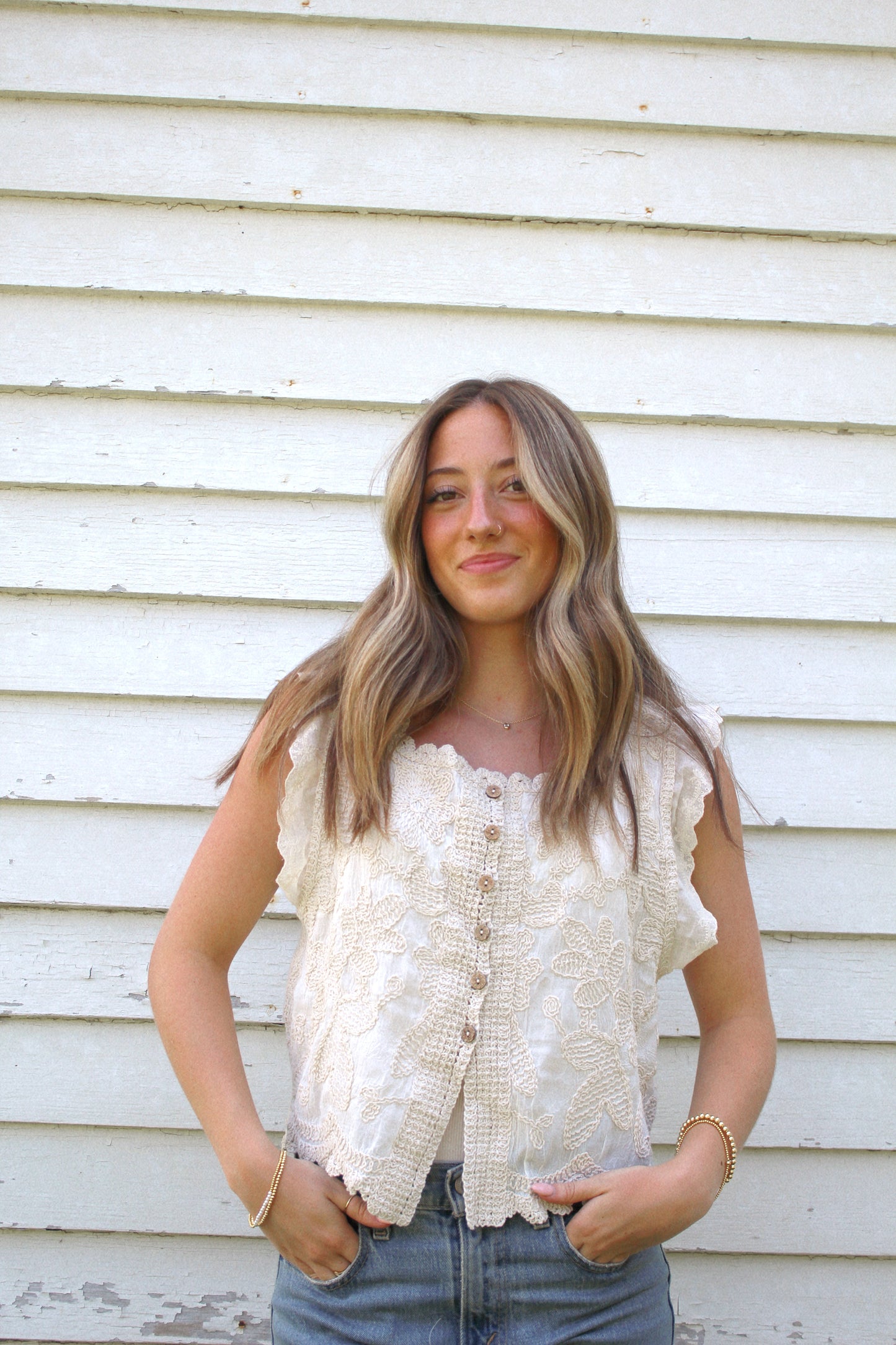 lena embroidered lace top