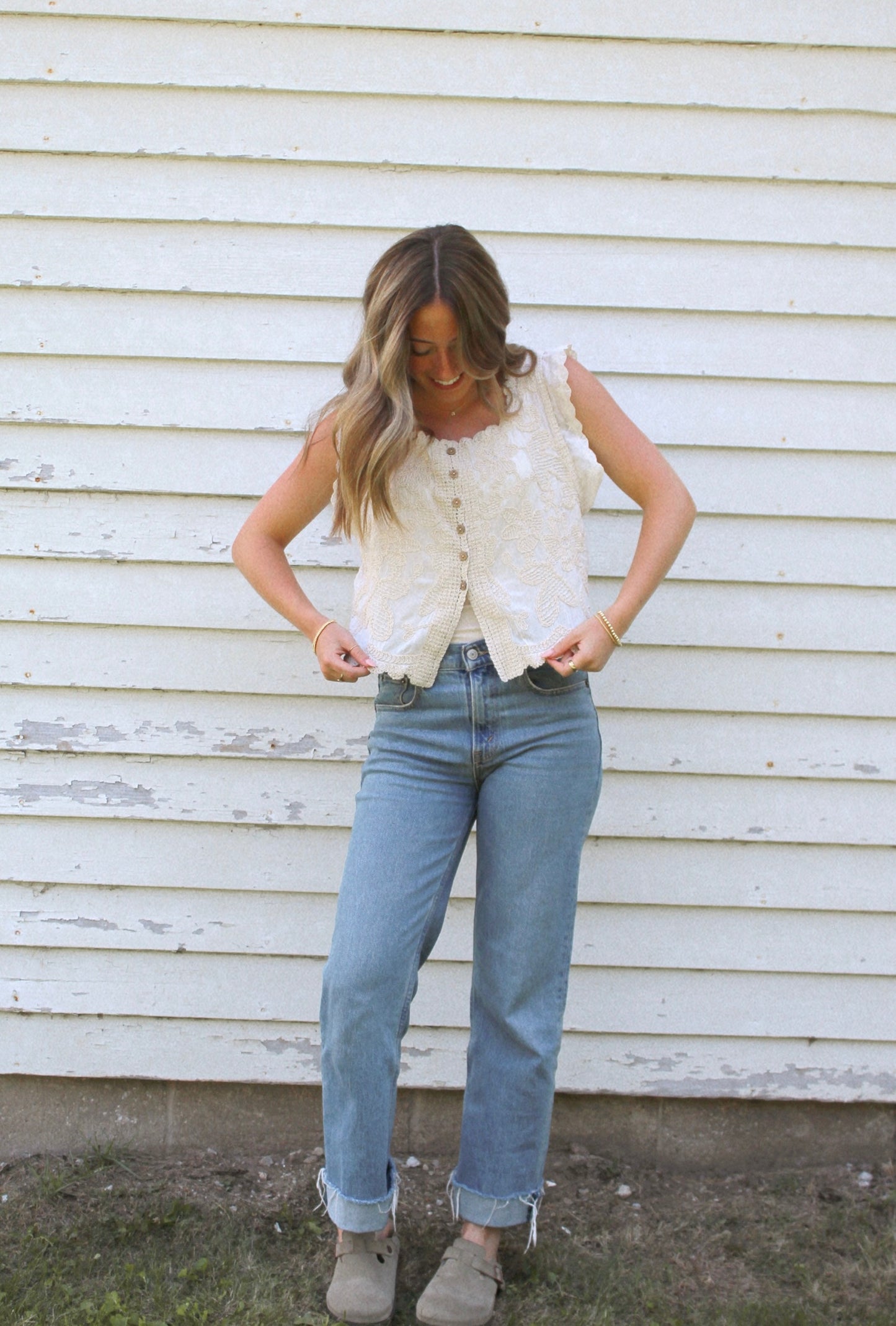 lena embroidered lace top