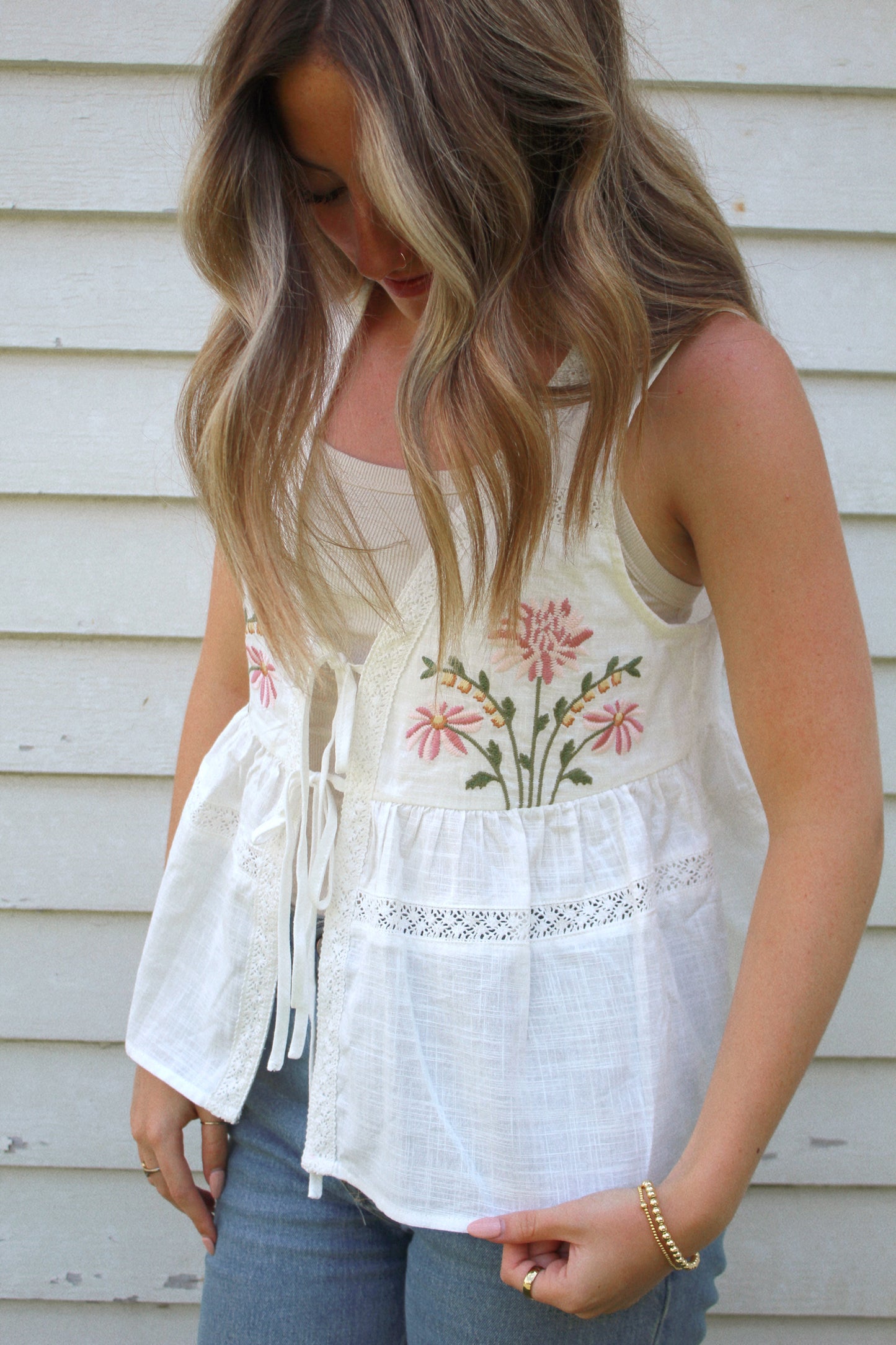 fiona floral tie top
