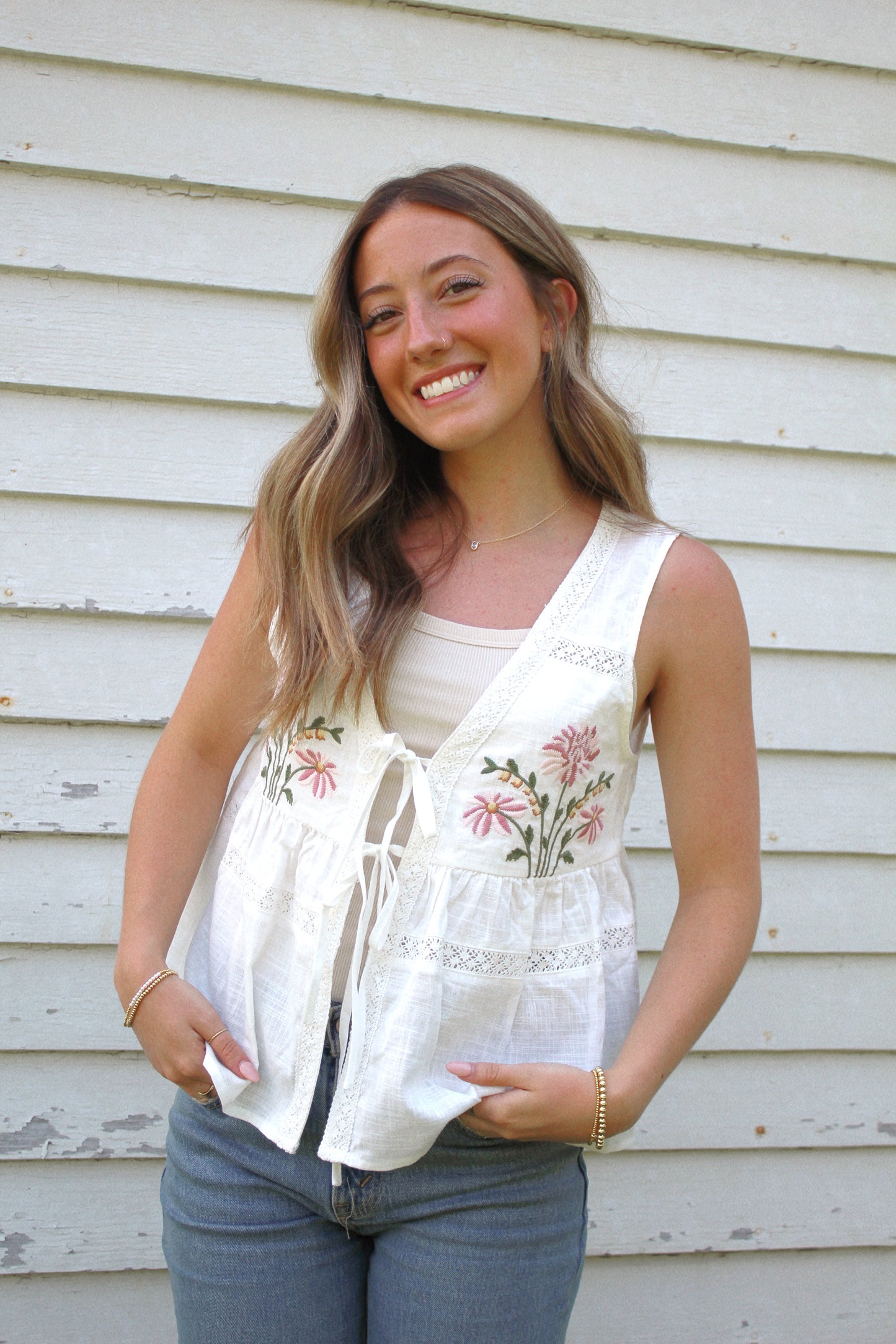 fiona floral tie top